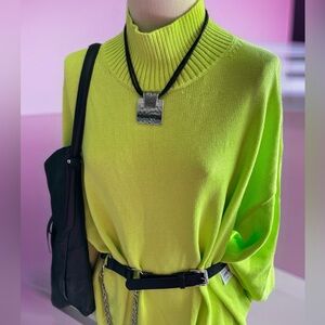 Black Statement Necklace with Bold Design Corded Clasps